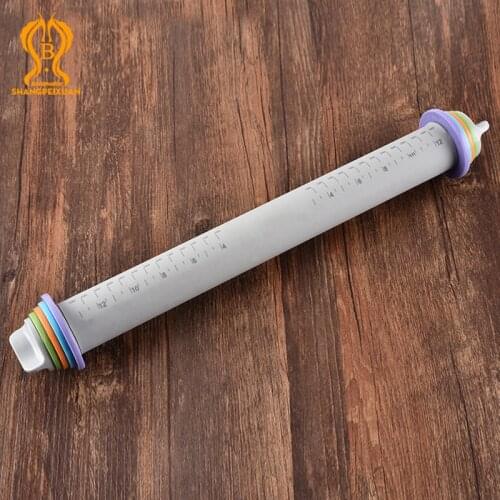 SHANGPEIXUAN Silicone Rolling Pin Thickness Scale Adjustable Rolling Pins Dough Non-Stick Roller Baking Pastry Bakeware Tool
