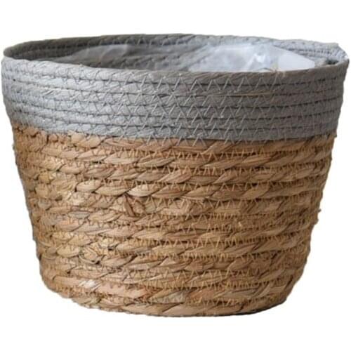 Nordic Handmade Straw Laundry Picnic Toy Storage Basket Macrame Woven Flower Pot Cover Plant Container Home Decoration