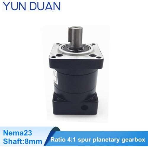 Ratio 4:1 Nema23 planetary gearbox speed reducer 14mm Shaft,57mm stepper motor spur speedreducer,15Nm planetary gearbox