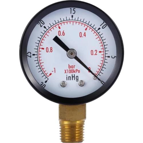 Dry Utility Vacuum Pressure Gauge Blk.Steel 1/4" NPT Lower Mount, -30HG/0PS Portable Dual Scale Dial Gauge 2020 New Tools