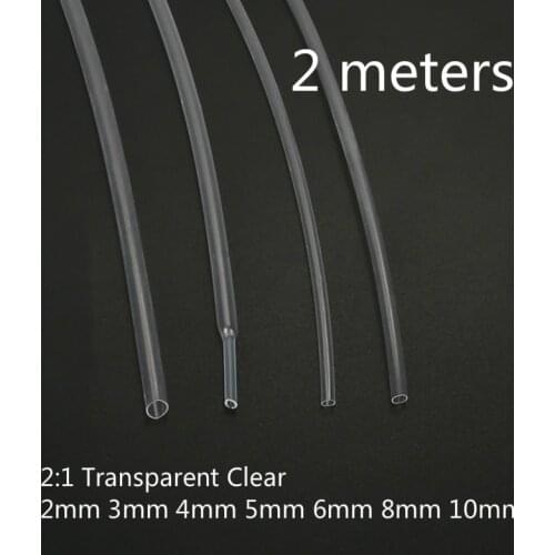 2 Meter 2:1 Transparent Clear 2mm 3mm 4mm 5mm 6mm 8mm 10mm Heat Shrink Heatshrink Tubing Tube Sleeving Wrap Wire