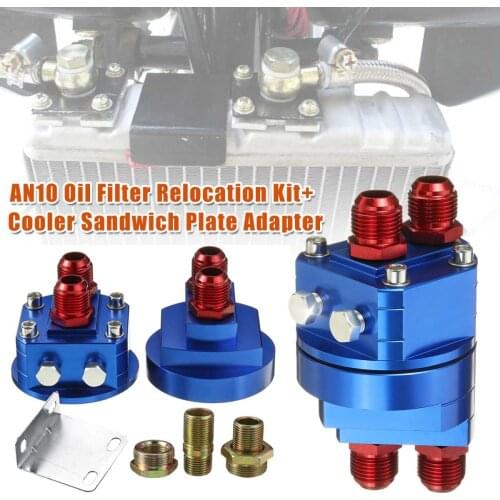 AN10 universal aluminum car oil filter repositioning kit oil cooler sandwich plate adapter auto parts