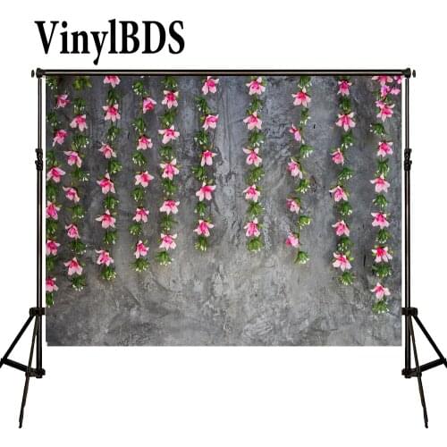 VinylBDS Floral Photography Backdrop Solid Gray Brick Wall Background Wedding Background Newborn Photo Studio Background