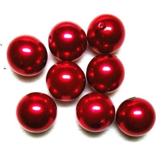 Choose size) 6mm/8mm/10mm/12mm/14mm/16mm/18mm/23mm/25mm red color Acrylic Pearl Beads #60