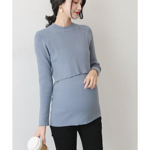 High Quality Maternity Nursing Sweaters Autumn Spring Maternity Nursing Knitted Sweaters for Pregnant Women Breastfeeding Tops