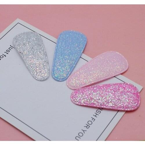 30pcs/lot 6.5cm shiny fabric Hair Clip Cover Padded Appliques DIY handmade Children Hair Accessories