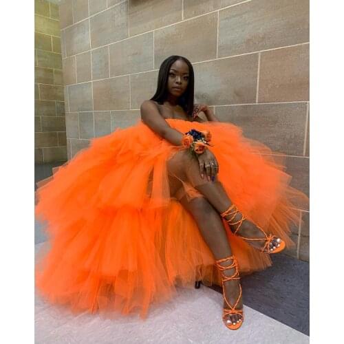 New Design Tulle Layered Skirt Hi Low Women Skirts Floor Length Long Prom Skirt Chic Tutu Saia Custom Made Any Color Available