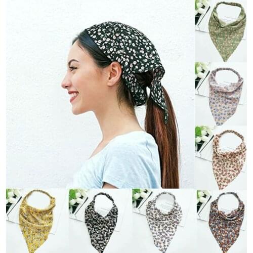 2021 Woman Triangle Bandana Printed Hairband Girls Turban Hair Scarf Headband Women Hair Accessories Headwear Ornament