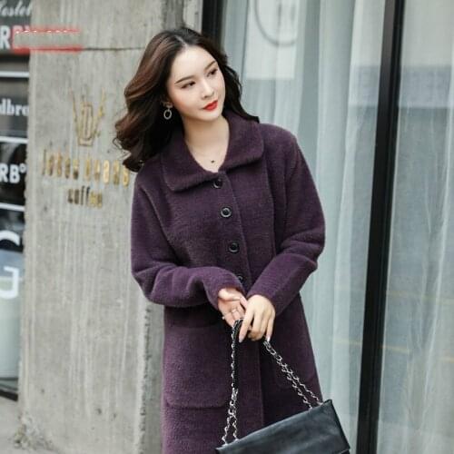 Women 2021 Autumn Winter Imitation Mink Velvet Cardigan Female Loose OverSize Knit Jackets Lady Casual Button Warm Outweaer B155