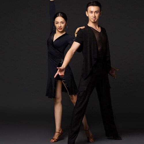 Latin Dance Costume Female Adult Autumn Sexy Long-Sleeved V-Neck Practice Clothes Performance Dance Clothing Suit Dress DWY2296