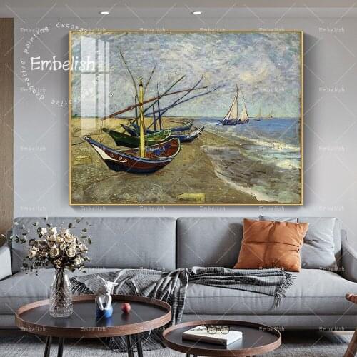 1 Pieces Boats On The Beach Landscaoe HD Spray On Canvas Paintings For Living Room Modern Home Decor Posters Wall Art Pictures