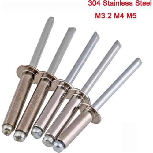 10Pcs-30Pcs 304 Stainless Steel Blind Nail Round Head Blind Rivets POP Decorate M3.2 M4 M5 Length 5mm-25mm