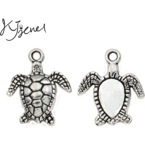 10pcs Antique Silver Plated Turtle Charms Pendants Fit Jewelry Making Findings Accessories Diy Handmade 18x15mm