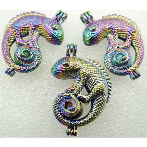 10PC Natural Stone aventurine Quartz Crystal Unakite Lucky bead Titanium lizard Pendant for Diy Jewelry Making necklace woman