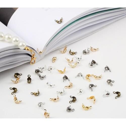 100pcs Connector Clasp Fitting Ball Chain Calotte End Crimps Beads Bracelets Ornament Buckle Components Diy For Jewelry Making