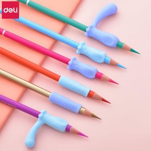 Deli 15sets silicone pen grips for kids student to writing correctly pencil loop pen grip correction cute stationery kawaii gift
