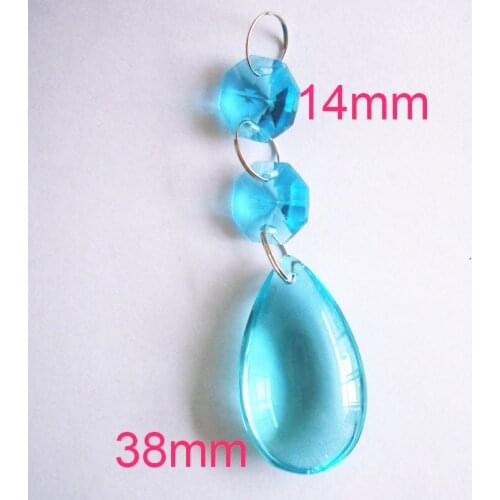 30pcs/lot 50mm Aquamarine Crystal Chandelier Part Glass Prisms Wedding Drop Wate Lighting Pendants For Home Decoration