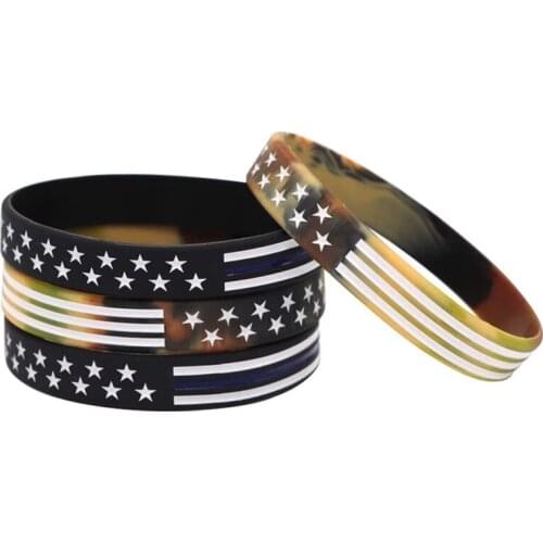 300pcs USA with American Flag in Black and Army Green Silicone Bracelets Rubber Wristbands Free Shipping by DHL