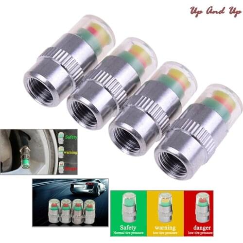 4PCS Tire Pressure Monitor Pressure Gauge Cap Sensor Indicator Car Alert Monitoring Tools Kit