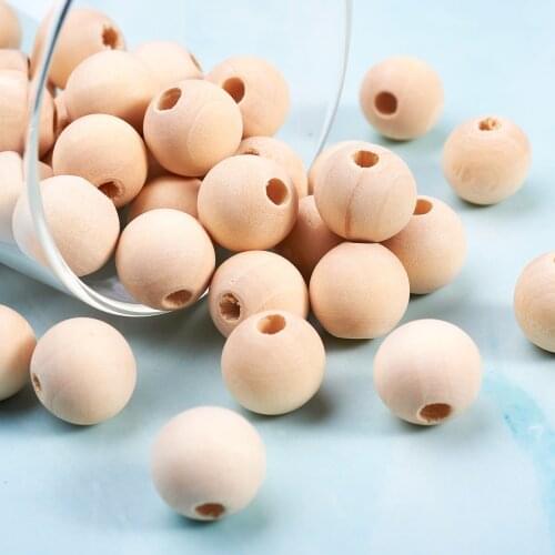 50Pcs Natural Wooden Beads Unfinished Round Balls Charm Loose Beads Spacer Bead For DIY Bracelet Jewelry Making Accessories