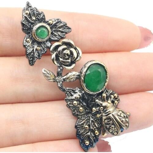 34x34mm SheCrown Bohemia Design Flowers Created Violet Tanzanite Sky Blue Topaz Cool Black Gold Silver Pendant For Woman Gothic