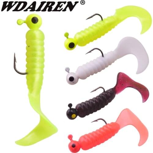 7Pcs/lot Wobbler Soft bait 50mm 3.2g Jig head Easy Shiner Fishing Lure Silicone Baits Fishing Carp Tackle soft Lures for Fishing