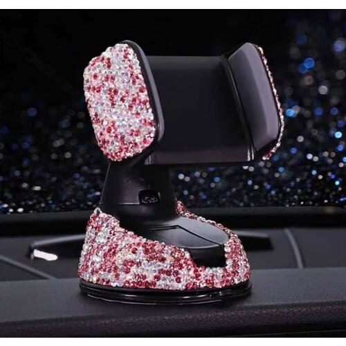 Diamond-studded Car Phone Holder Multi-purpose Air Outlet Car Navigation Bracket with Suction Cup Rotating Mobile Phone Holder