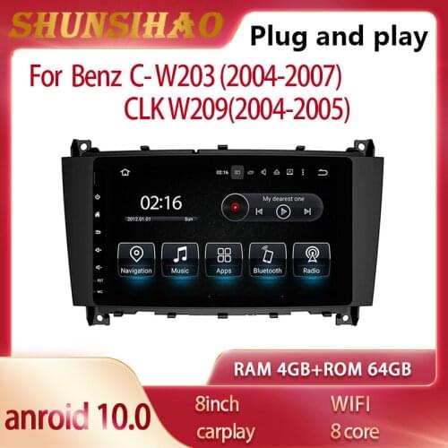 Car multimedia radio GPS player for Benz C W203 2004-2007 CLK 2004-2005 autoradio carplay 64G Android 10