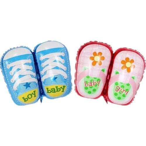 Big shoes 75*55cm blue and pink foil balloon for babys birthday party