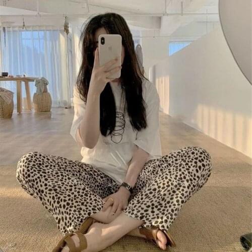 Womens wide leg pant 2021 spring summer new straight loose casual high waist pants tie dye plus size trousers fashion female