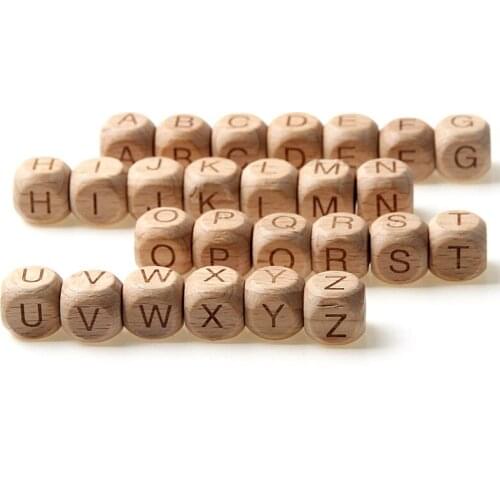 10/20/30/40/50pcs 12mm Letter Wood Beads Square Beech Alphabet Spacer Beads For Jewelry Making Diy Necklace Bracelet Accessories