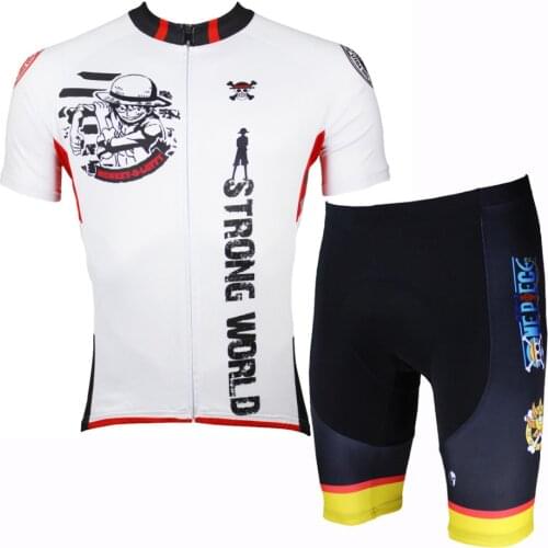 One Piece Luffy Cycling cloth Cool Cartoon Bike jersey for boys white Short Sleeve Cycling Clothes with xxxl size