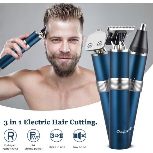 CkeyiN 3 In 1 Electric Hair Clippers Nose Beard Trimmer Portable Hair Styling Shavers Hair Cutting Magnet Replacement Blade 50