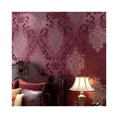 European 3 D 3D embossed non-woven wallpaper European Damascus bedroom living room background wallpape