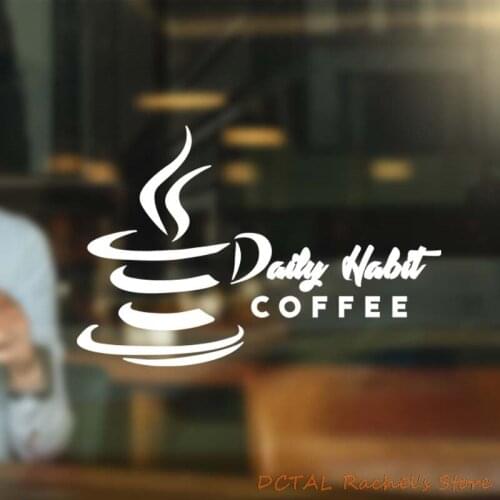 Coffee Shop Sticker Dining Room Mug Cup Vinyl Wall for Window CAFE Daily Habit Coffee