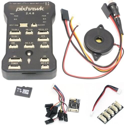Pixhawk PX4 Autopilot PIX 2.4.8 32 Bit Flight Controller + Safety Switch + Buzzer 4G SD +I2C Splitter Expand Module + USB cable