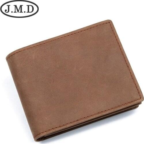 Leather Mens Short Wallet RFID Blocking Card Case Zipper Wallet Coin Purse Card Case Crazy Horse Leather