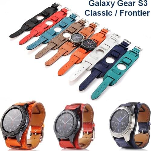 22MM Luxury Cuff Leather Band For Galaxy Gear S3 Classic / Frontier Smartwatch Replacement Link Bracalet Strap for Samsung S3