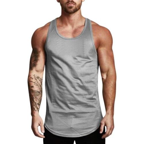 2021 Fashion Summer Men Sleeveless Tanks Top Breathable Mesh Bodybuilding Sport Fitness Vest Comfortable Male Tanks Clothing