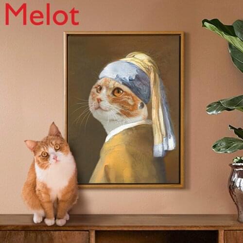 Cute Pet Oil Painting Dogs and Cats Pet Portrait Personalized Custom Hand-Painted Decorative Painting Creative Gift