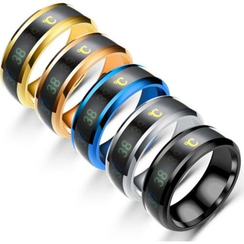 Multifunctional Waterproof Temperature Rings for Women Men Stainless Steel Sense Celsius Intelligent Smart Ring Finger Jewelry