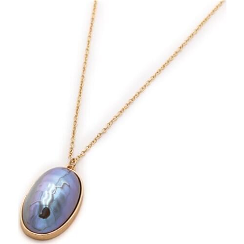 Fashion Manmade Pearl Oval Necklace Pendant Geometri Long Necklace Pendant