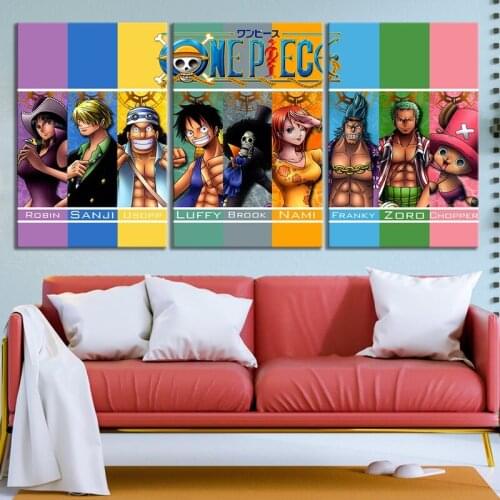 3 Panel Modular Anime Poster ONE PIECE Wall Art Decor Canvas Painting Printed Pictures for Living Room Home Decoration