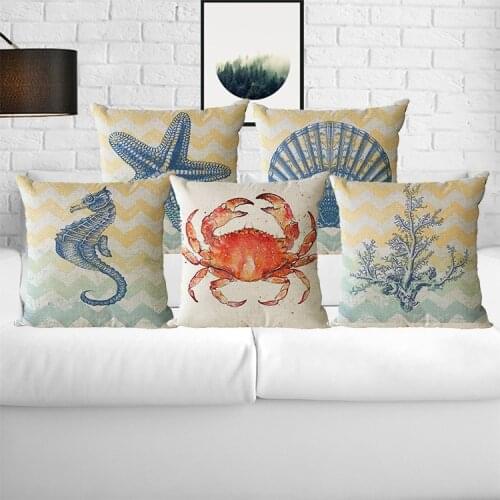 Marine Life Mediterranean Style Starfish Shell Cushion Covers Pillowcase Decorative Pillow Cover 45x45cm Home Deco