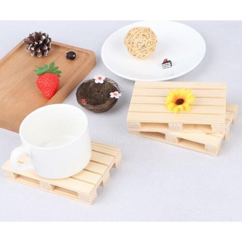 New Mini Wooden Pallet Beverage Coasters Insulation Pad Cup Coaster Pot Mat 12*8*2cm