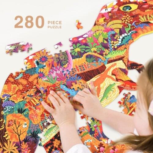 280pcs Dinosaur World Kid‘s Puzzles Montessori Materials Toy Montessori Educational Wooden Toys For Children Puzzles oyuncak