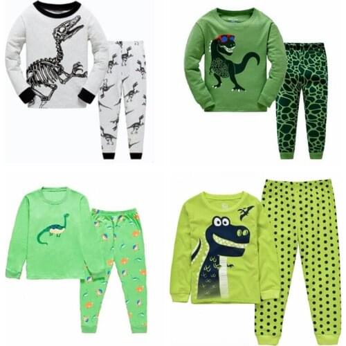 Dinosaur Baby Boys Pajamas Suit Cartoon Dino Children Sleepwear Clothes Sets Long Sleeve Tee Shirts Trousers Kids Pijamas Soft