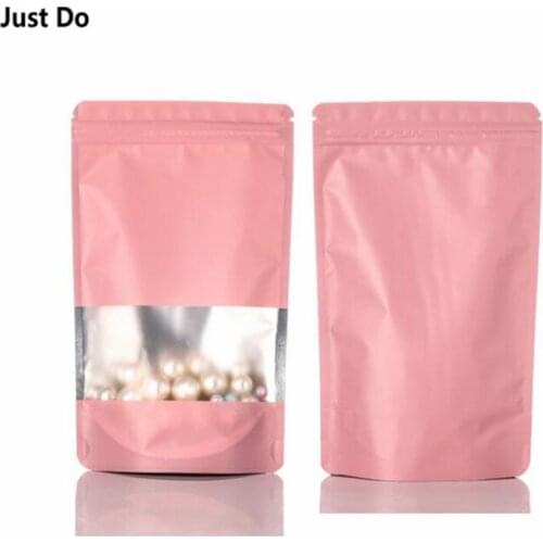 Pink Stand up Window Zip Lock Resealable Bag Garments Gifts Beads Cereals Cosmetics Packaging Bags