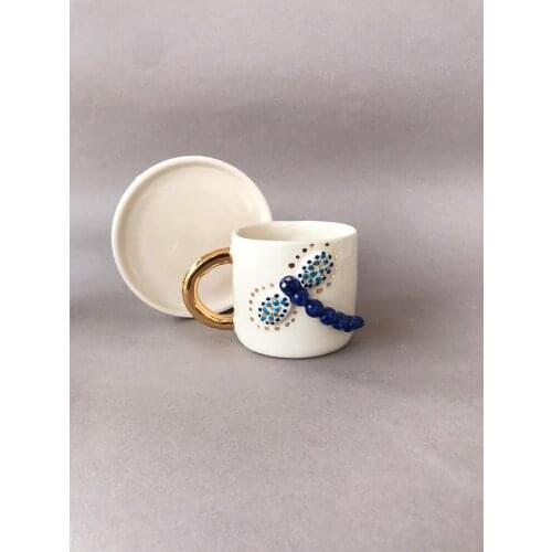 Handmade high quality ceramic dragonfly figured coffee cup office cup filter tea cups and mugs birthday gift