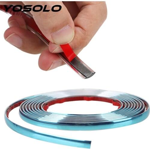 YOSOLO Self Adhesive Car Rearview Mirror Bumper Protector Tape Exterior Parts Side Door Chrome Strip Silver